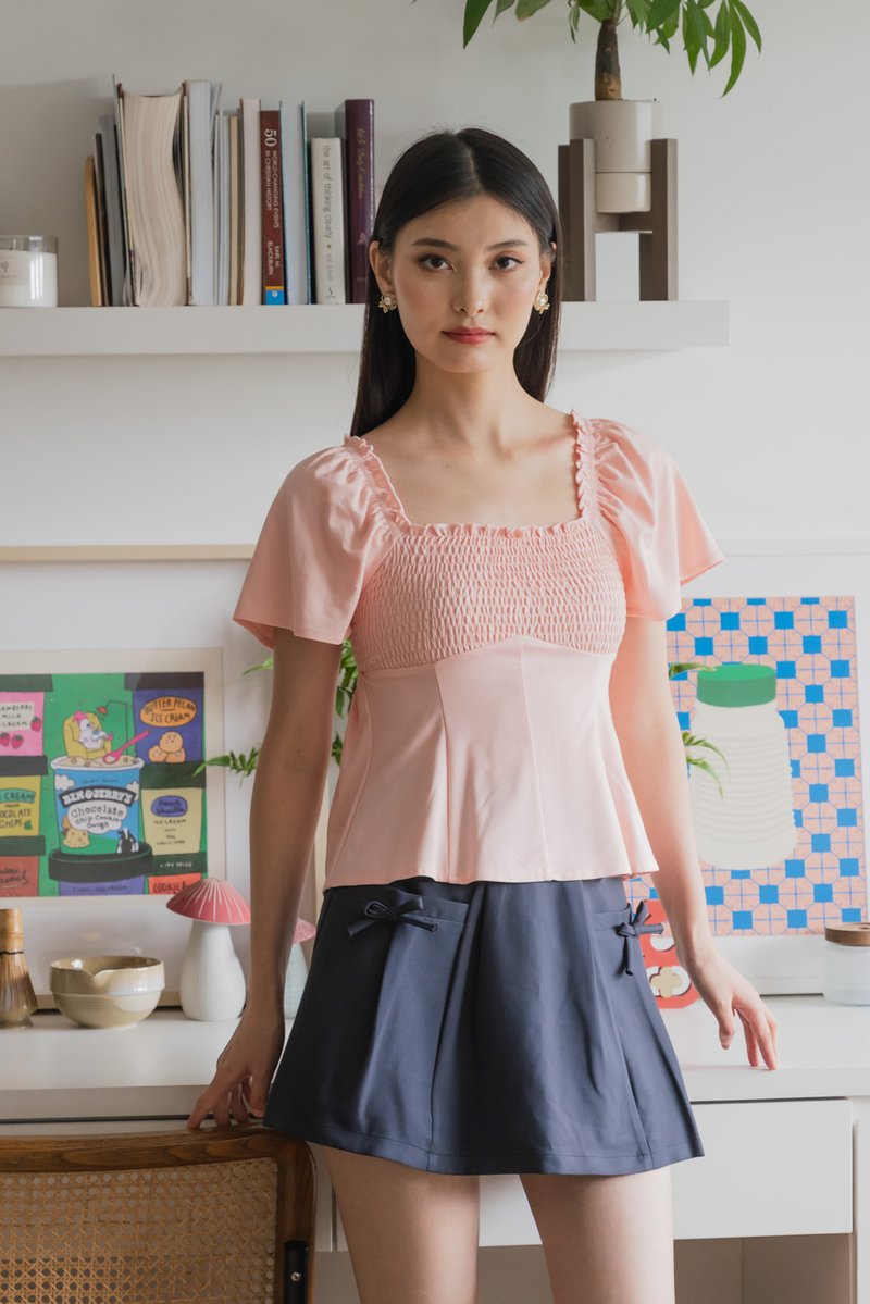 Hadley Cotton Smocked Top In Pink