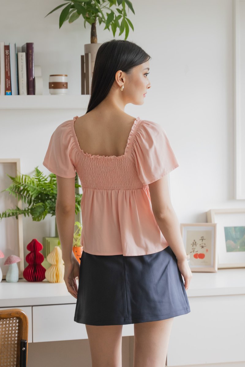 Hadley Cotton Smocked Top In Pink