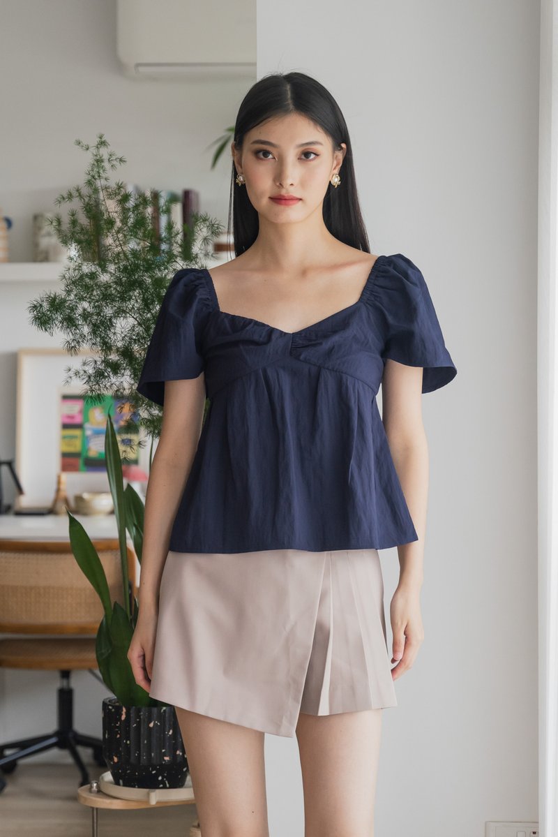 Sunset Babydoll Top In Navy