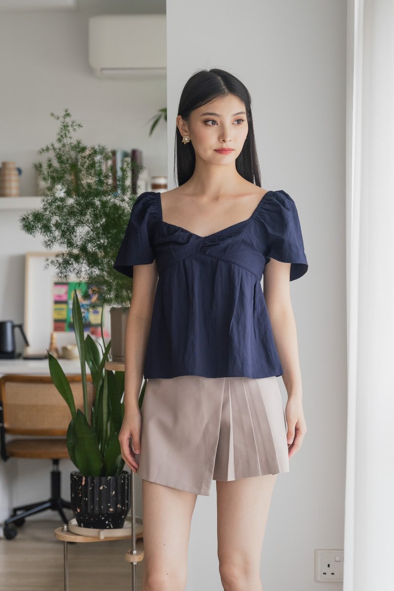 Sunset Babydoll Top In Navy
