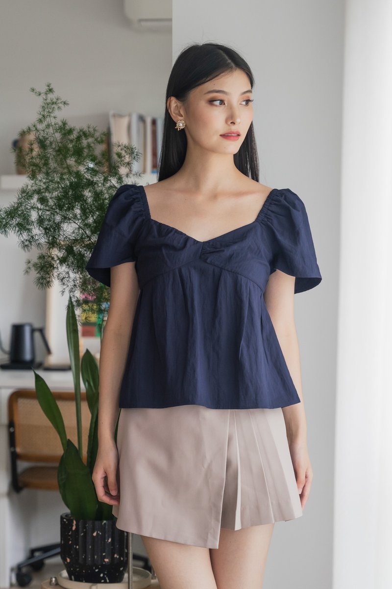 Sunset Babydoll Top In Navy
