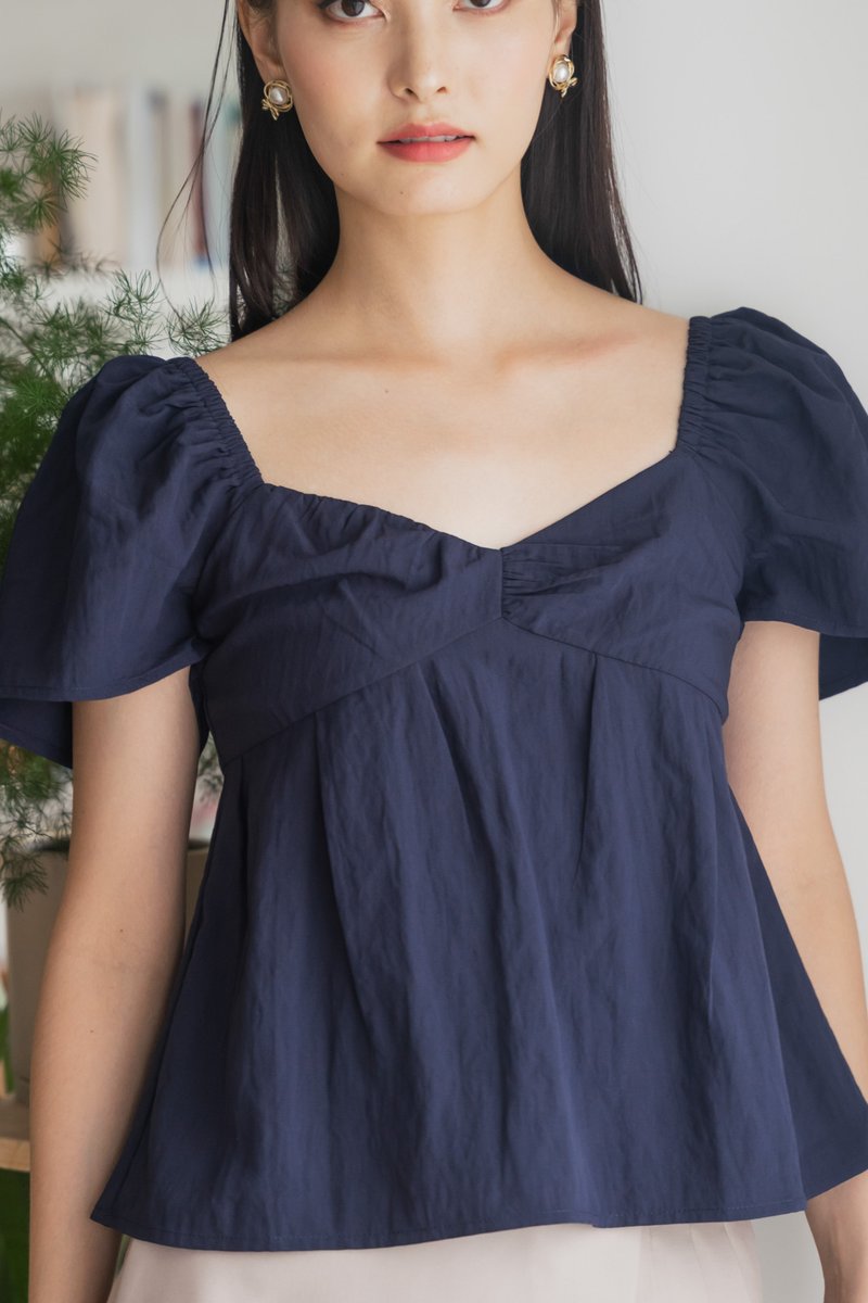 Sunset Babydoll Top In Navy