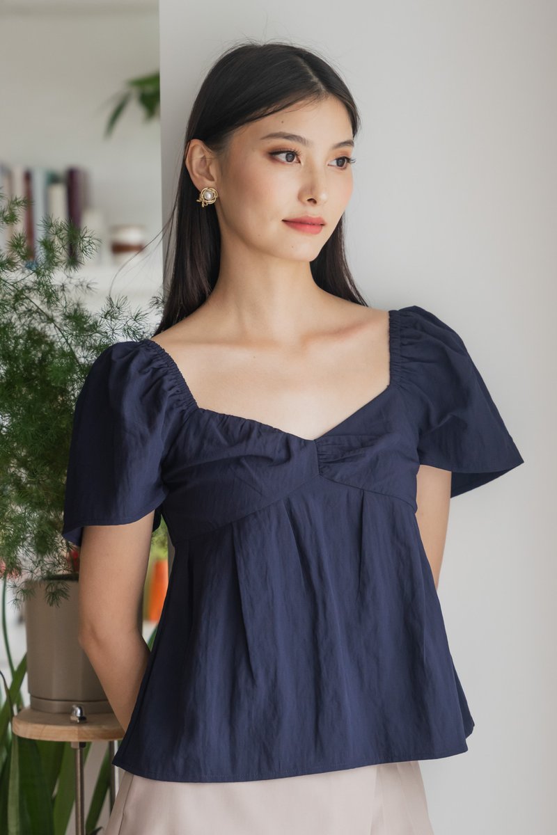 Sunset Babydoll Top In Navy