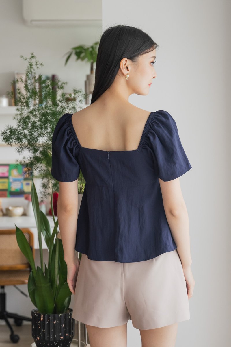 Sunset Babydoll Top In Navy