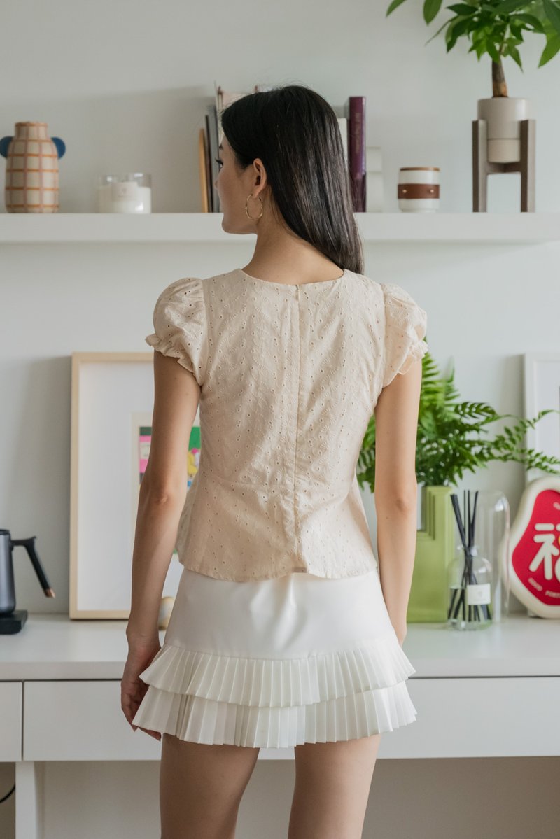 Dandelion Eyelet Ribbon Top In Cream