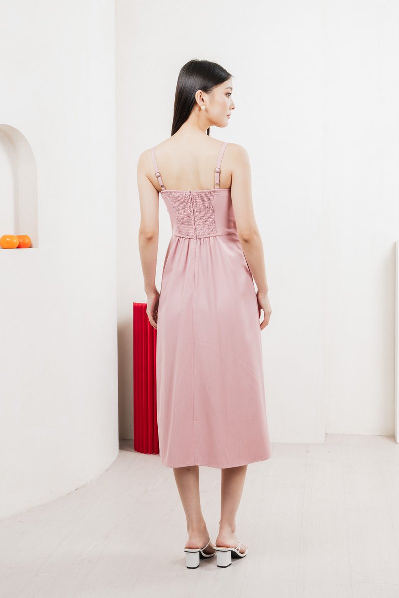 Crest Camisole Midi Dress In Pink