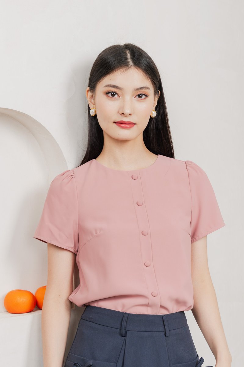Flawless Buttons Top In Pink