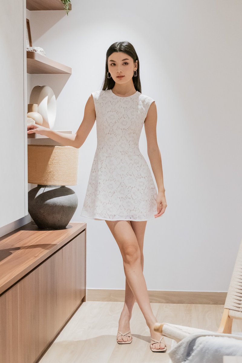 Jubilee Lace Panelled Dress In White