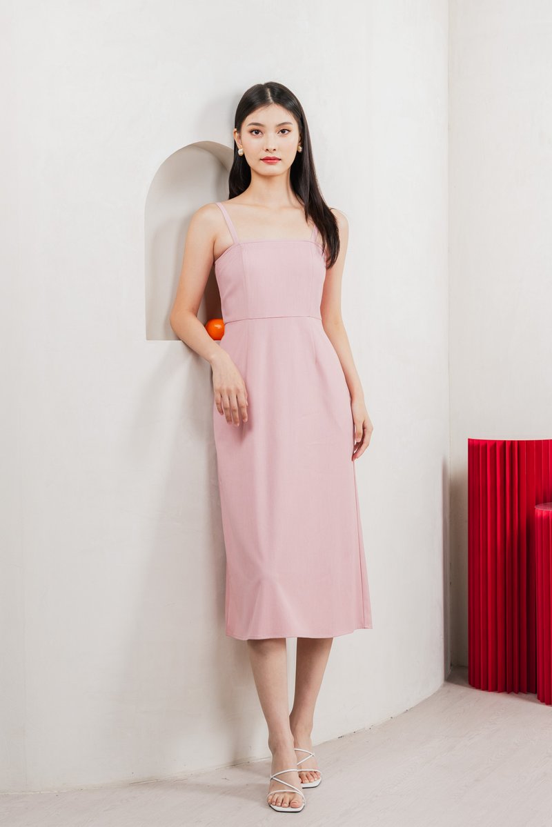 Crest Camisole Midi Dress In Pink