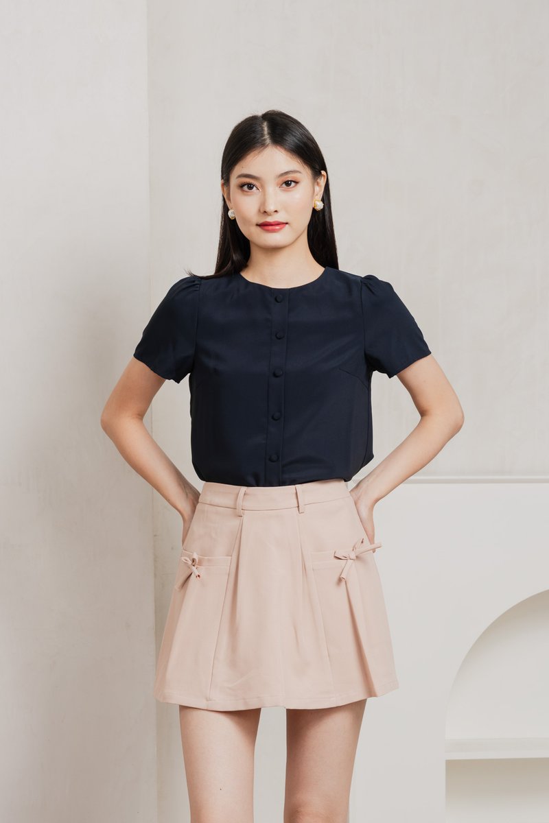 Quaint Coquette Pleated Skort In Dusty Pink