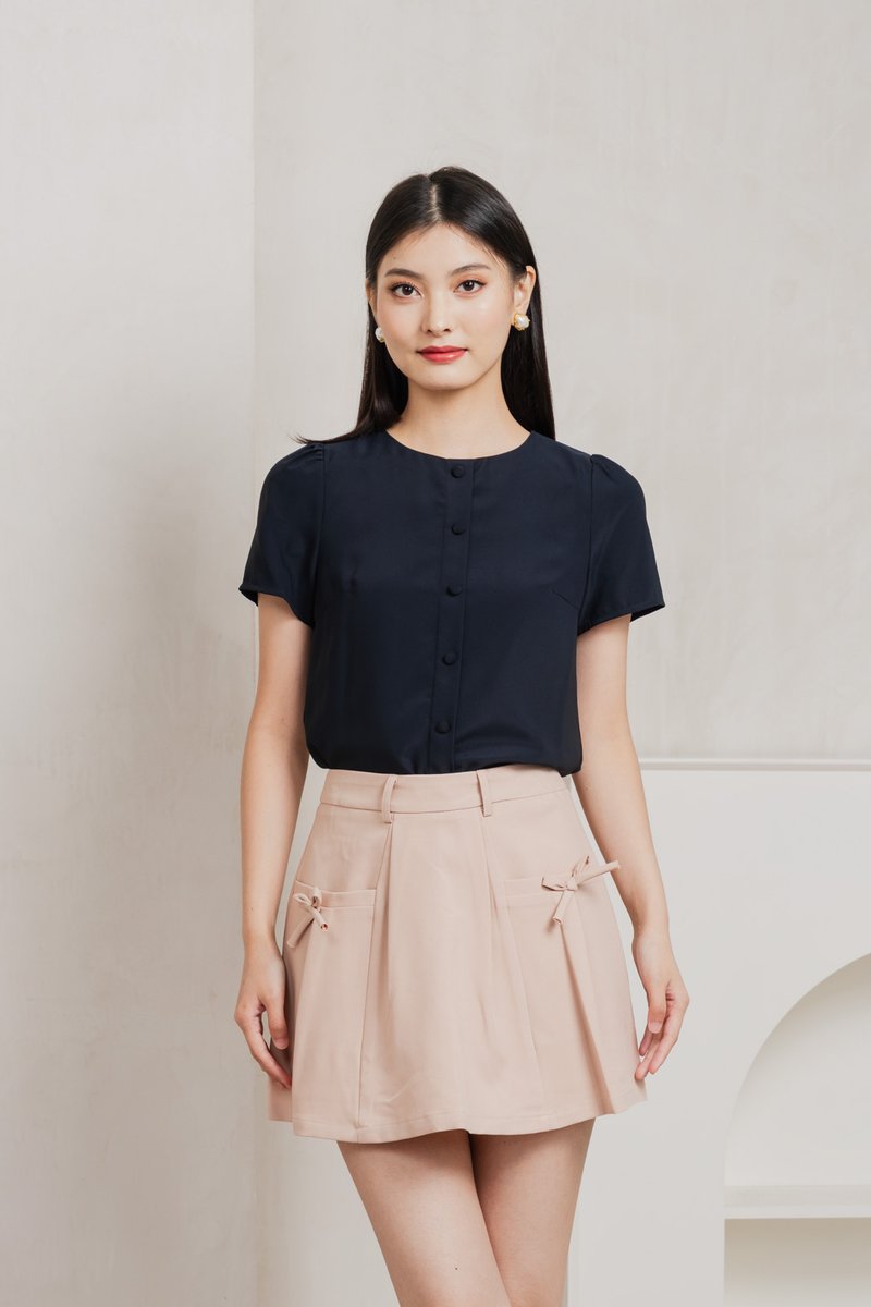 Quaint Coquette Pleated Skort In Dusty Pink