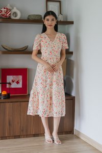 Qin Tulips Eyelet Midi Dress