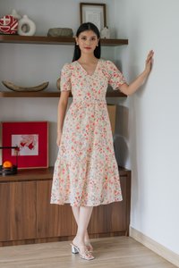 Qin Tulips Eyelet Midi Dress