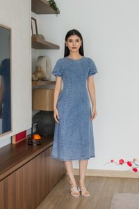 Hepburn Denim Panelled Maxi Dress