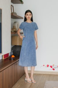 Hepburn Denim Panelled Maxi Dress