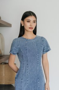 Hepburn Denim Panelled Maxi Dress