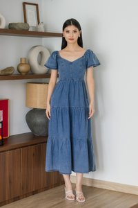 Elvera Reversible Two-Way Denim Maxi Dress(XL)