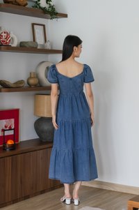Elvera Reversible Two-Way Denim Maxi Dress(XL)