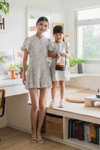 Xuan Jacquard Kids Dress In Lavender