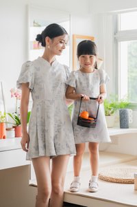 Xuan Jacquard Mandarin Romper In Lavender