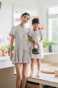 Xuan Jacquard Mandarin Romper In Lavender