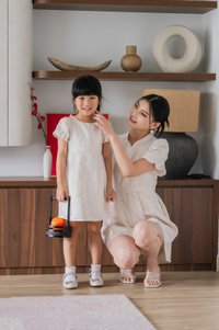 Xuan Jacquard Kids Dress In Champagne