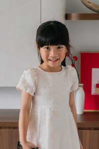 Xuan Jacquard Kids Dress In Champagne