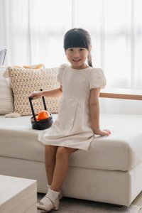 Xuan Jacquard Kids Dress In Champagne