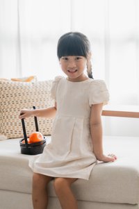 Xuan Jacquard Kids Dress In Champagne