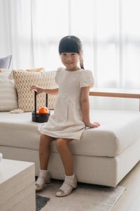 Xuan Jacquard Kids Dress In Champagne