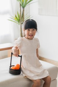 Xuan Jacquard Kids Dress In Champagne