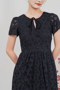 Kindred Eyelet Midi Dress In Black