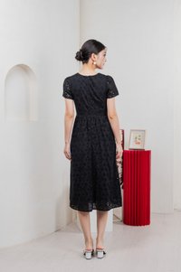 Kindred Eyelet Midi Dress In Black