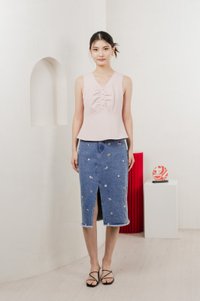 Beyond Ruched Buttons Work Top In Pink
