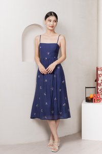 Cyra Floral Textured Camisole Midi Dress