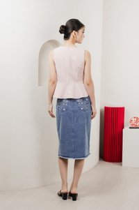 Beyond Ruched Buttons Work Top In Pink