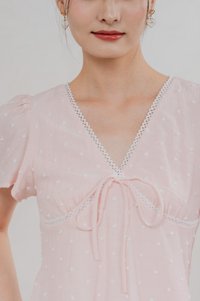 Rong Swissdot Textured Ribbon Top In Soft Pink