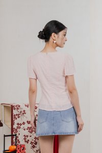 Rong Swissdot Textured Ribbon Top In Soft Pink