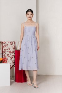 Cyra Floral Textured Camisole Midi Dress In Lavender