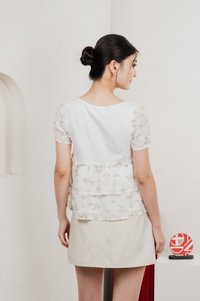In Bloom Embroidery Buttons Top In Yellow Florals