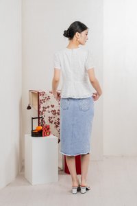 Orielle Eyelet Buttons Top In White