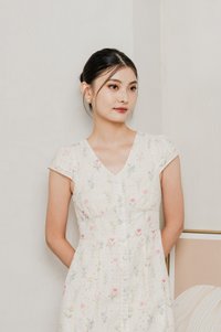 Spring Melody Eyelet Buttons Midi Dress