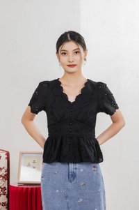 Trinidad Eyelet Buttons Top In Black