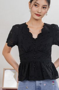 Trinidad Eyelet Buttons Top In Black