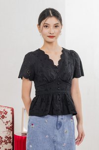 Trinidad Eyelet Buttons Top In Black