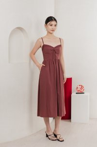 Arancia Lace Ribbon Camisole Midi Dress In Mauve