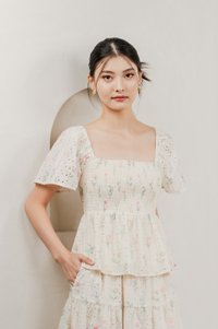 Spring Melody Eyelet Tiered Midi Skirt