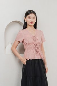 Aviva Eyelet Ribbon Top In Pink