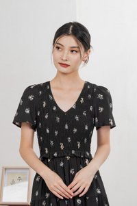 Springfields Smocked Midi Dress In Black