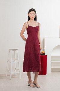 En Embroidery Camisole Midi Dress In Wine